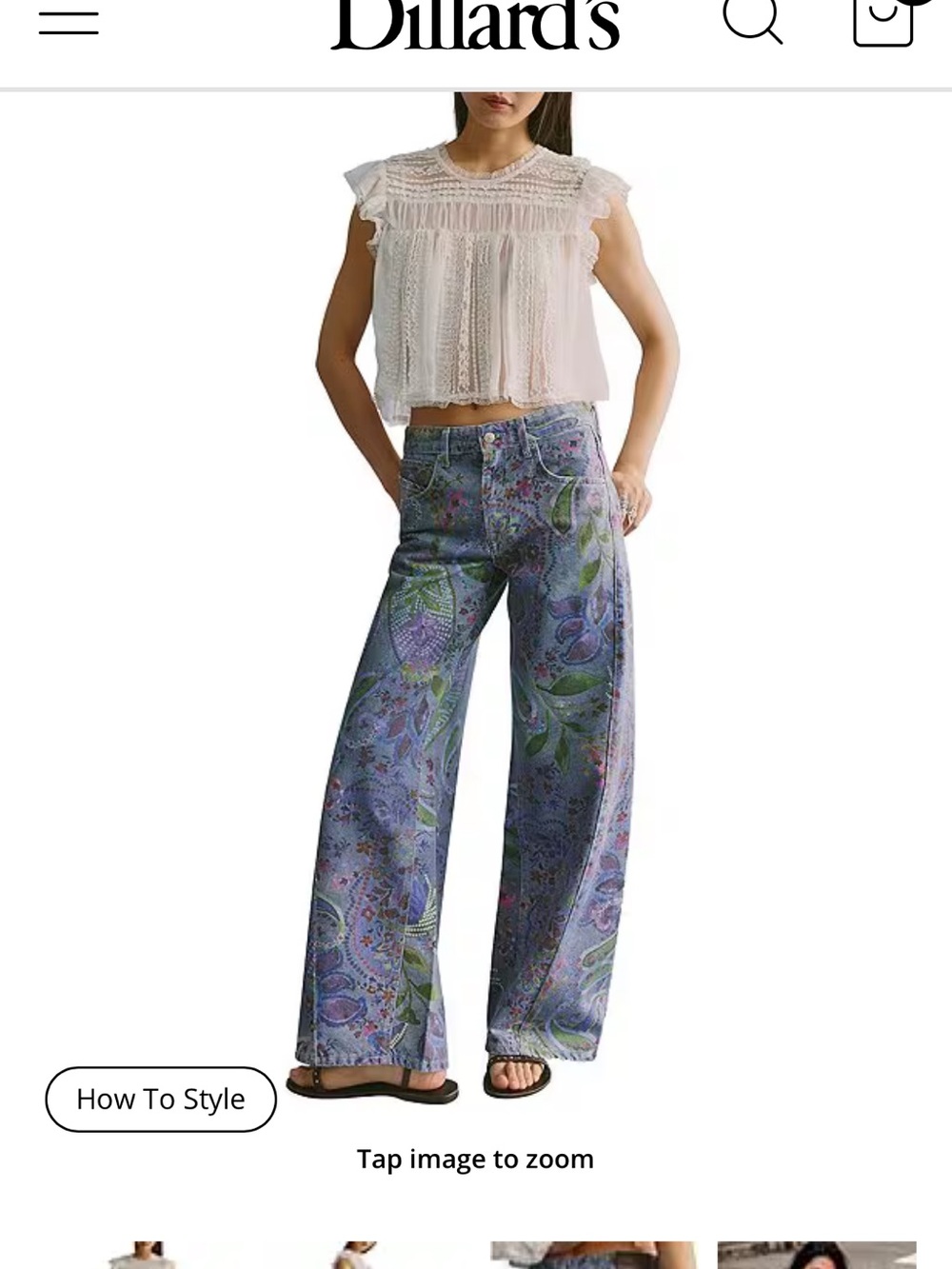 We The Free Lavender Paisley Wide-Leg Jeans